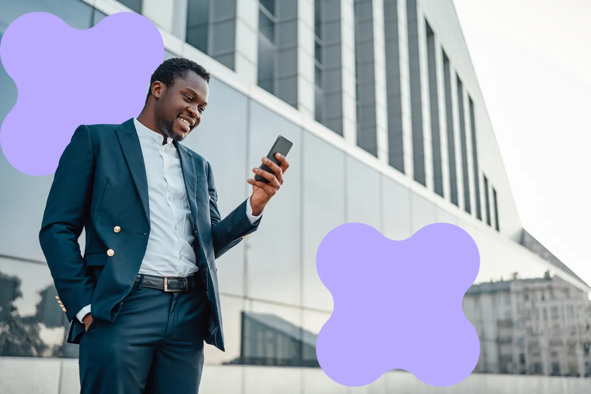 Banking professional using mobile banking app