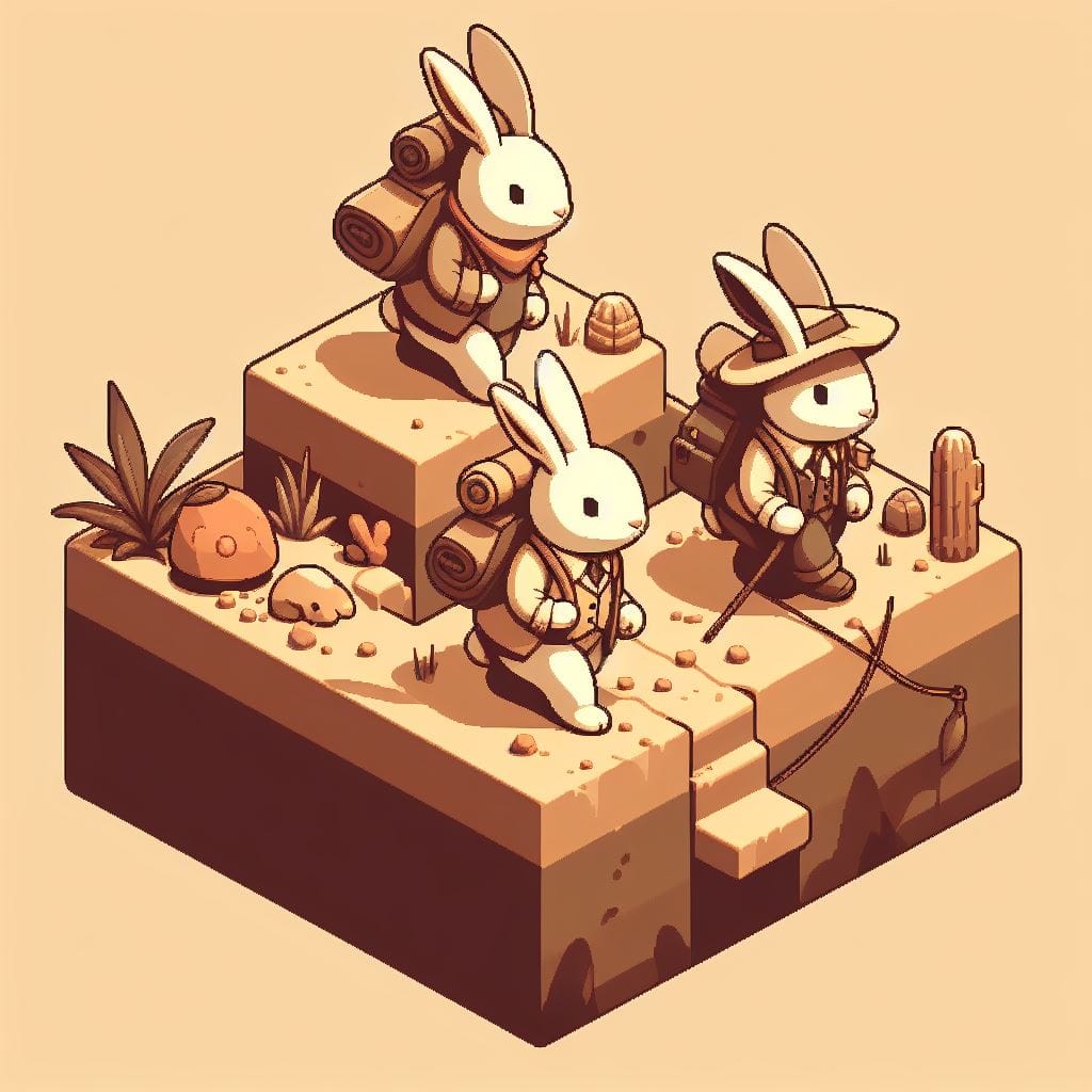 Rabbit explorers embarking on a journey